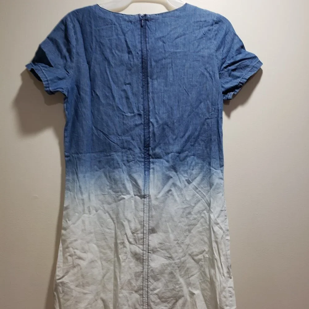 Justice Girls Ombré Chambray Lace-Up Dress – Size 12 – Short Sleeve Denim Look